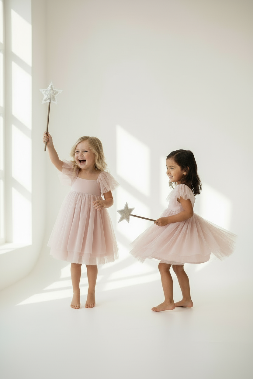 SS Girl's Dress Fawn Dress (soft pink tulle)