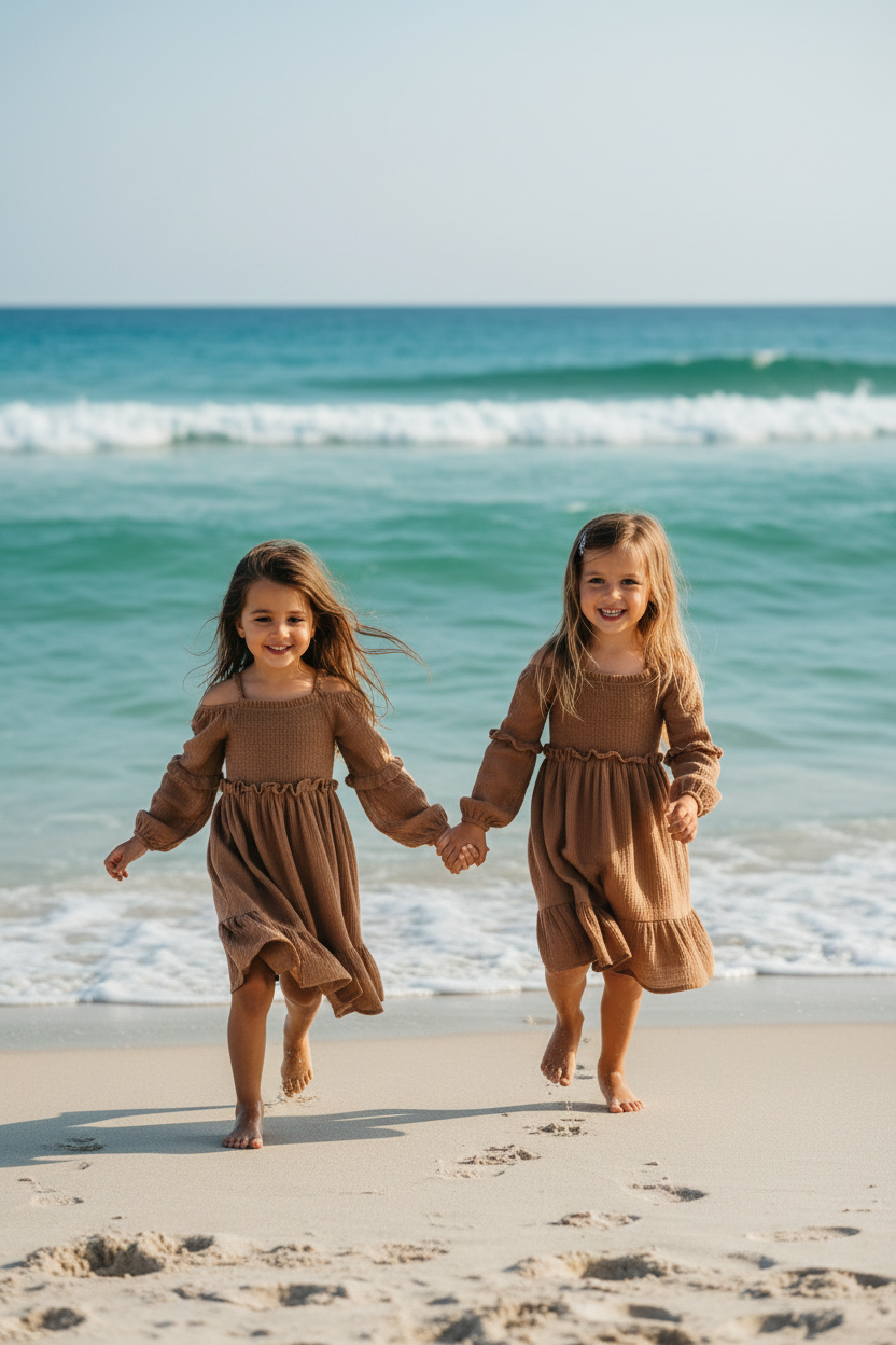 SS Girl's Dress Pippa Dress (mocha muslin)