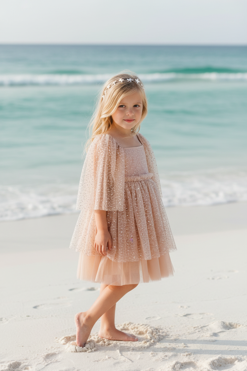 SS Girl's Dress Uma Dress (sequin pink tulle)