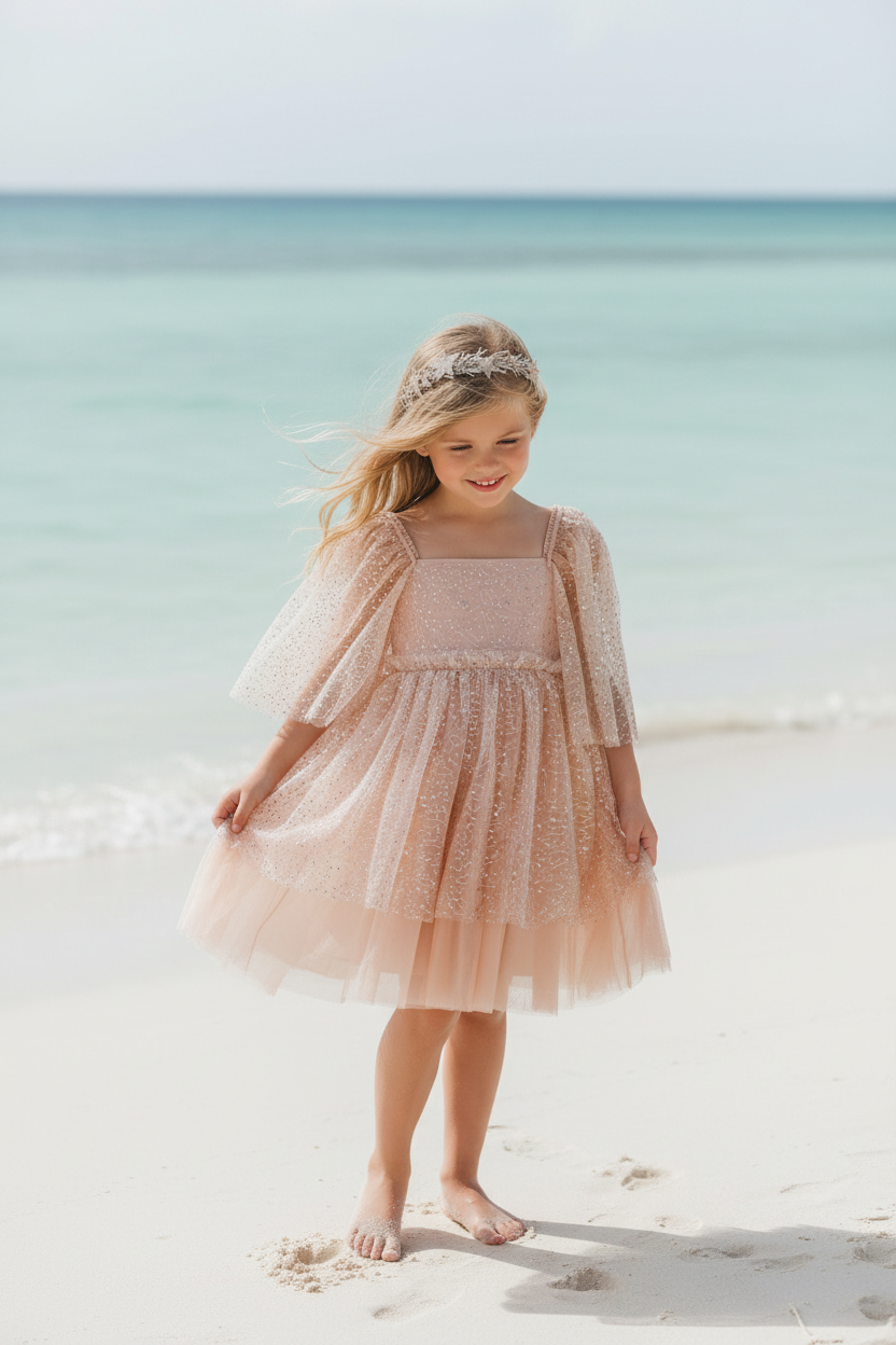 SS Girl's Dress Uma Dress (sequin pink tulle)