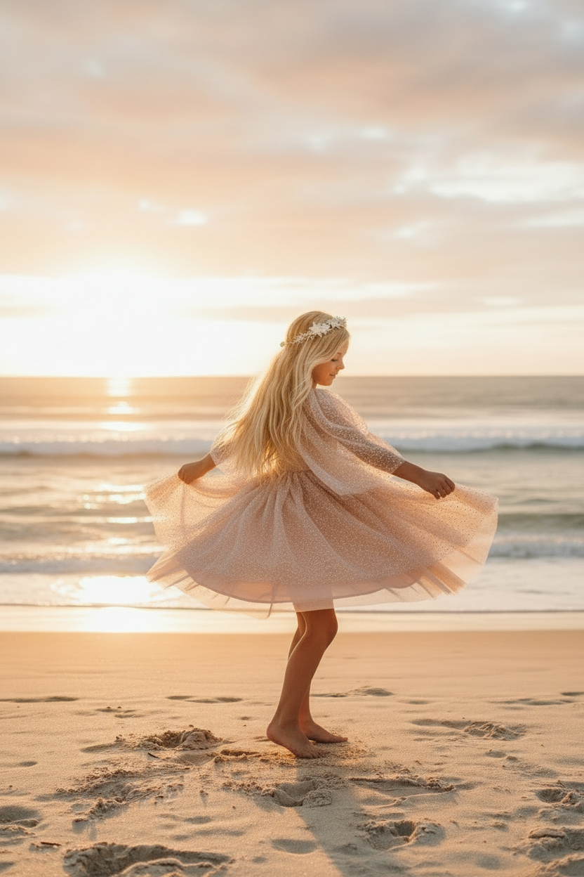 SS Girl's Dress Uma Dress (sequin pink tulle)