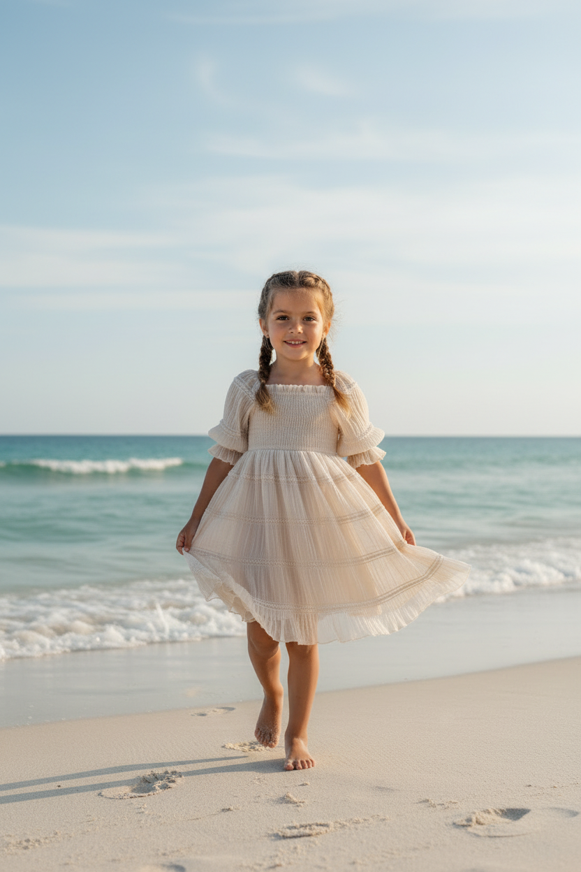 SS Girl's Dress Karina Dress (natural chiffon)