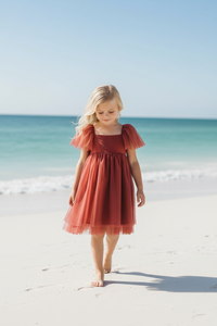 SS Girl's Dress Fawn Dress (venetian red tulle)