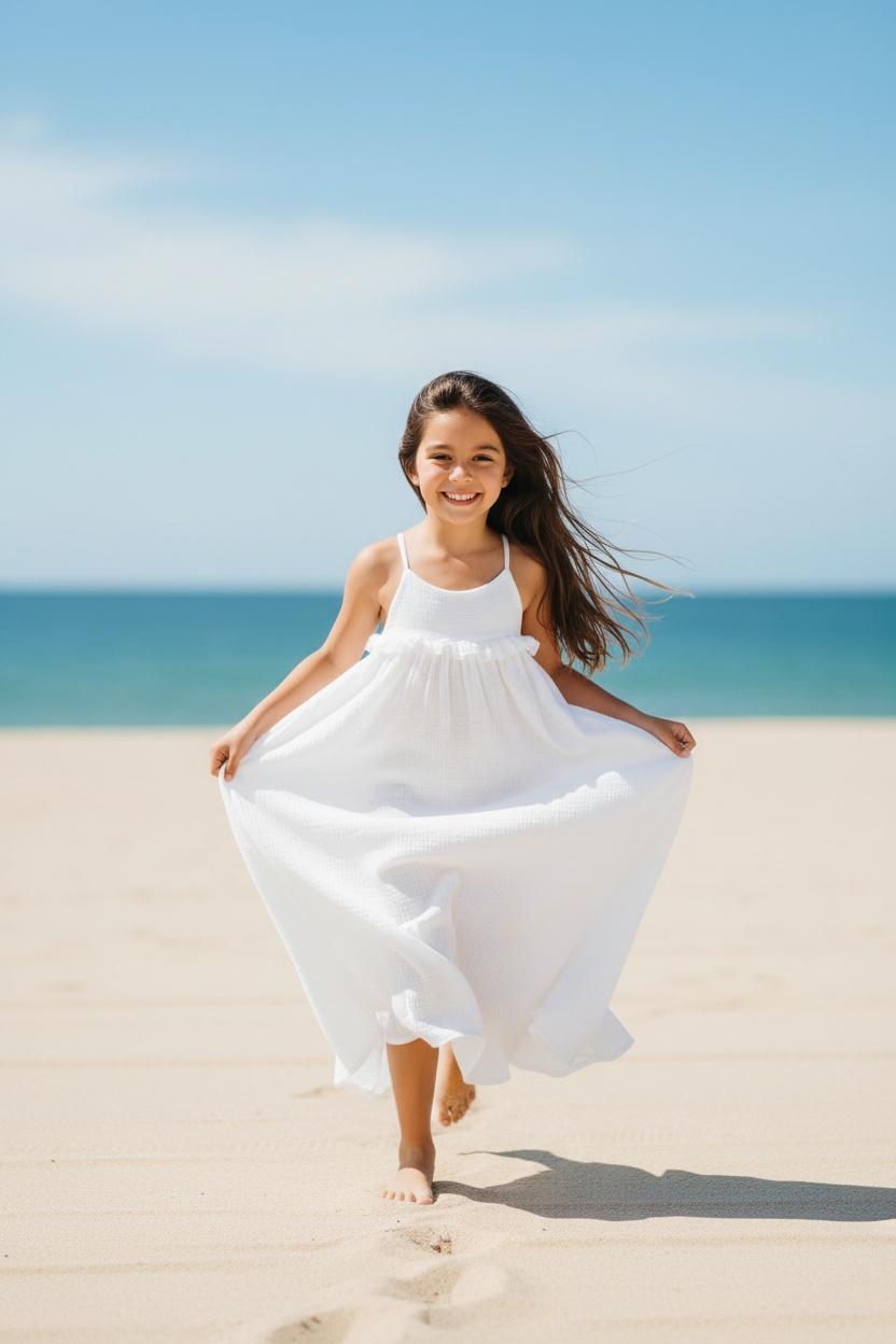 SS Girl's Dress Lucie Dress (white muslin) FINAL SALE