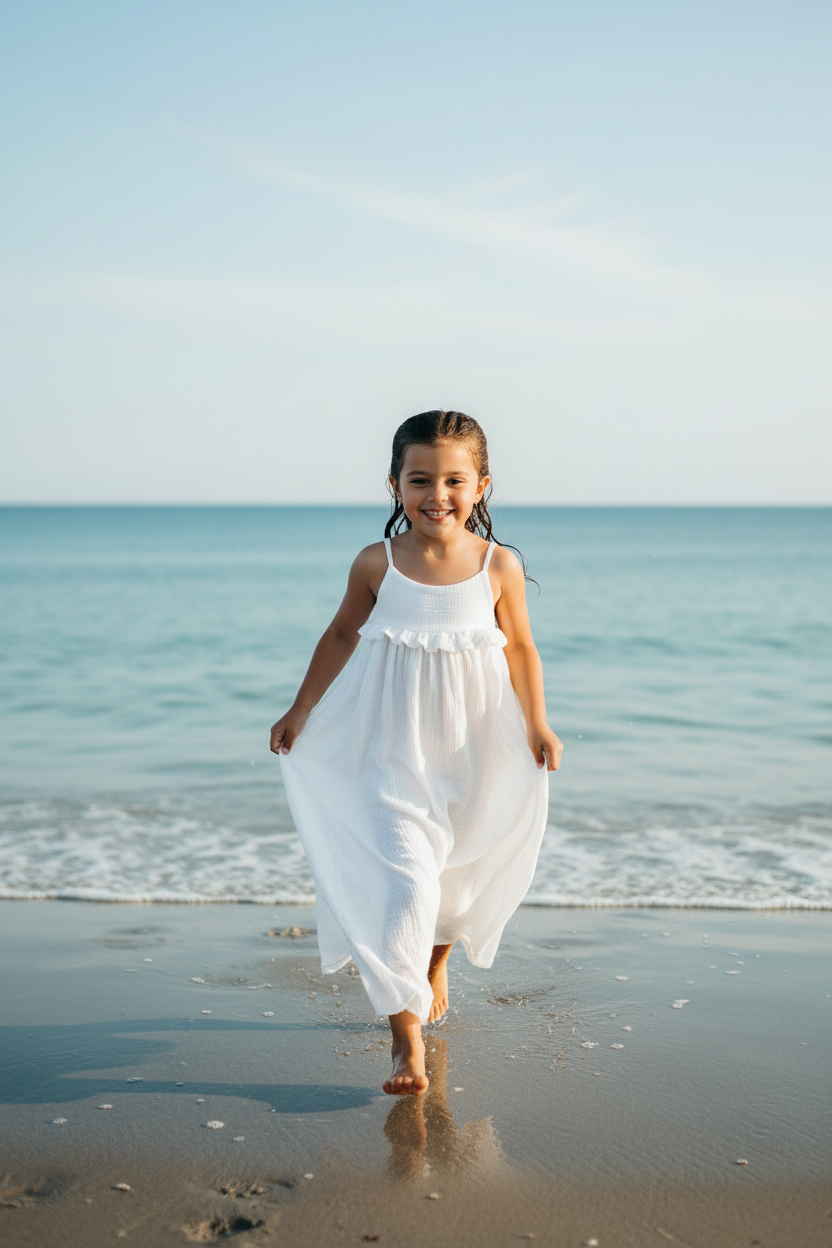 SS Girl's Dress Lucie Dress (white muslin) FINAL SALE