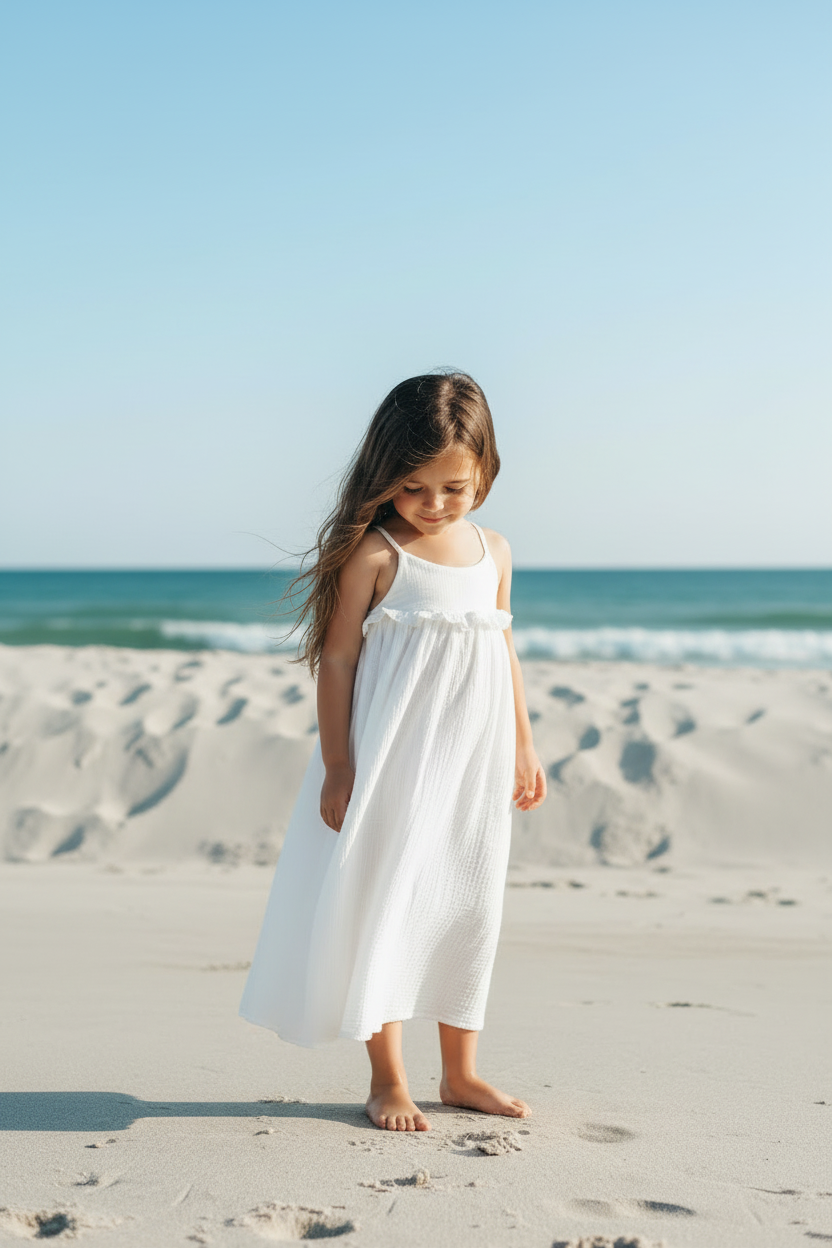 SS Girl's Dress Lucie Dress (white muslin) FINAL SALE
