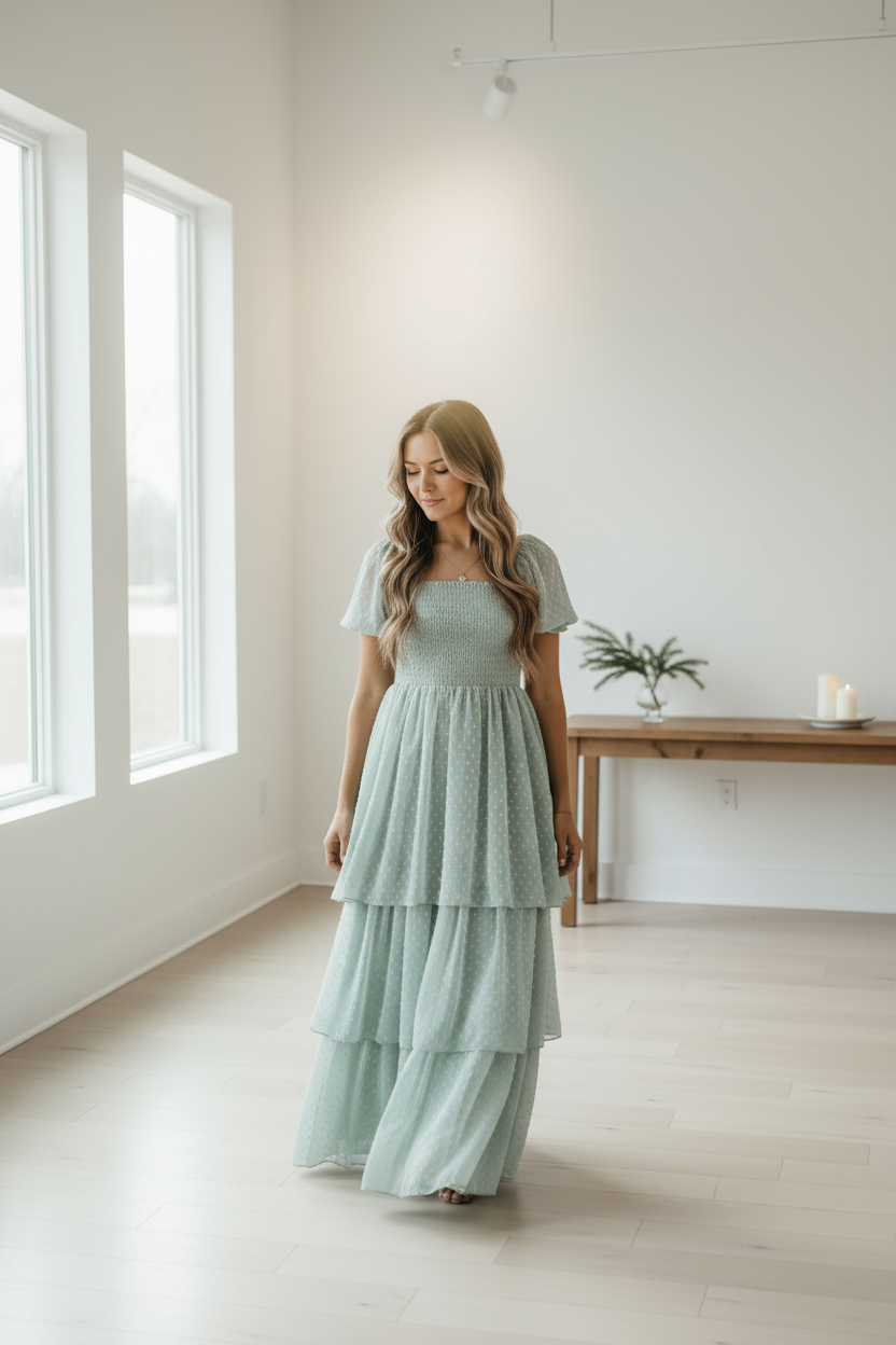 SS Women's Dress Women's Willa Maxi Dress (sage swiss dot)