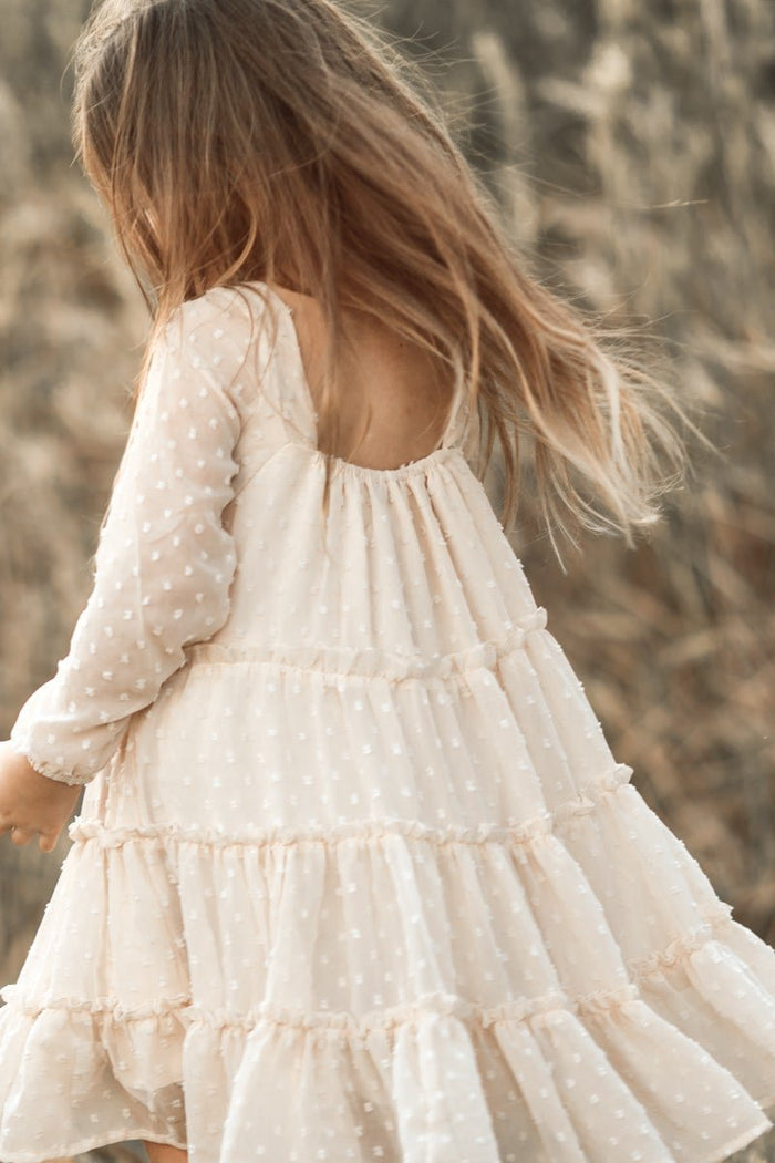 SS Girl's Dress Nora Dress (natural swiss dot)