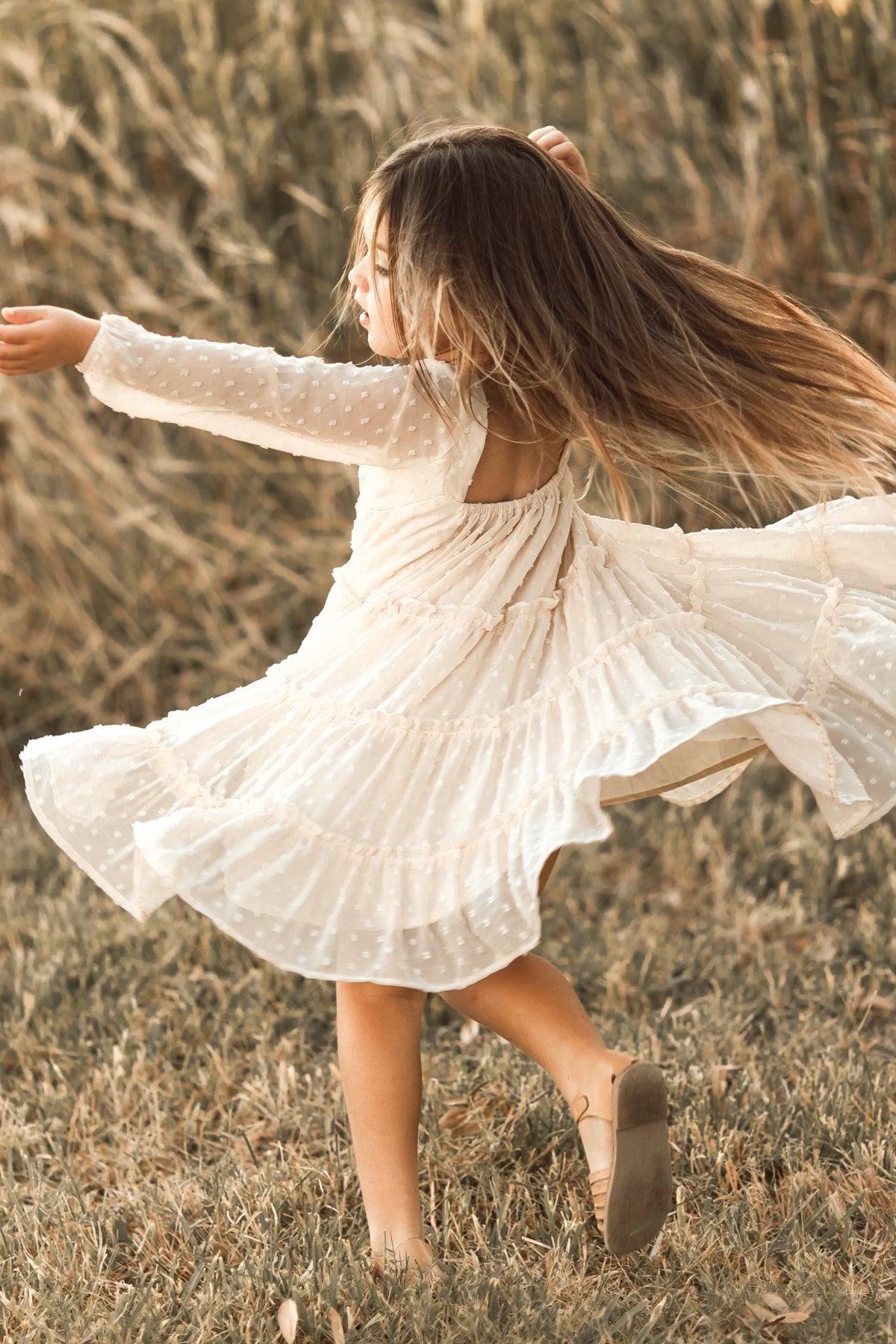 SS Girl's Dress Nora Dress (natural swiss dot)