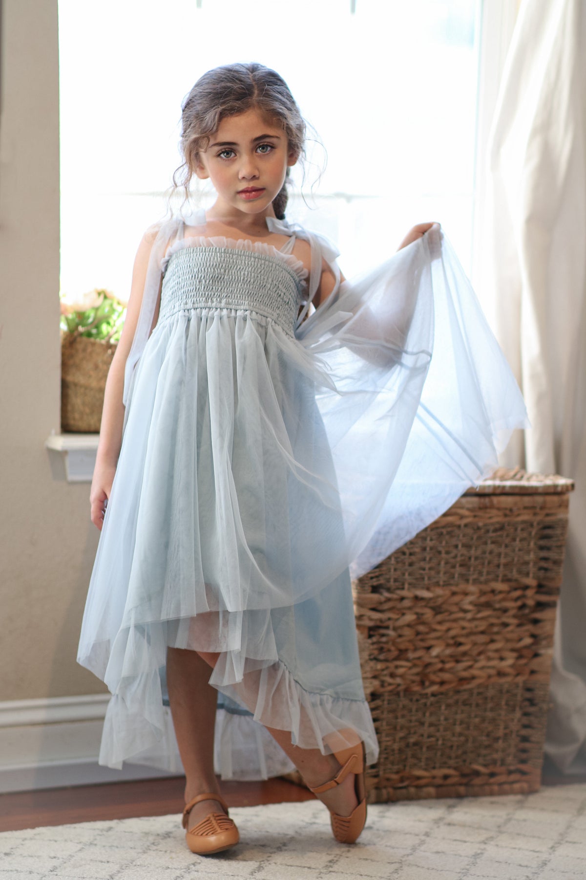 SS Girl's Dress Isa High-Low Dress (airy blue tulle)