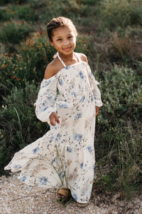 SS Girl's Dress Pippa Maxi (floral blue chiffon)