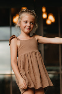 SS Girl's Dress Cora Tunic Set (mocha muslin)