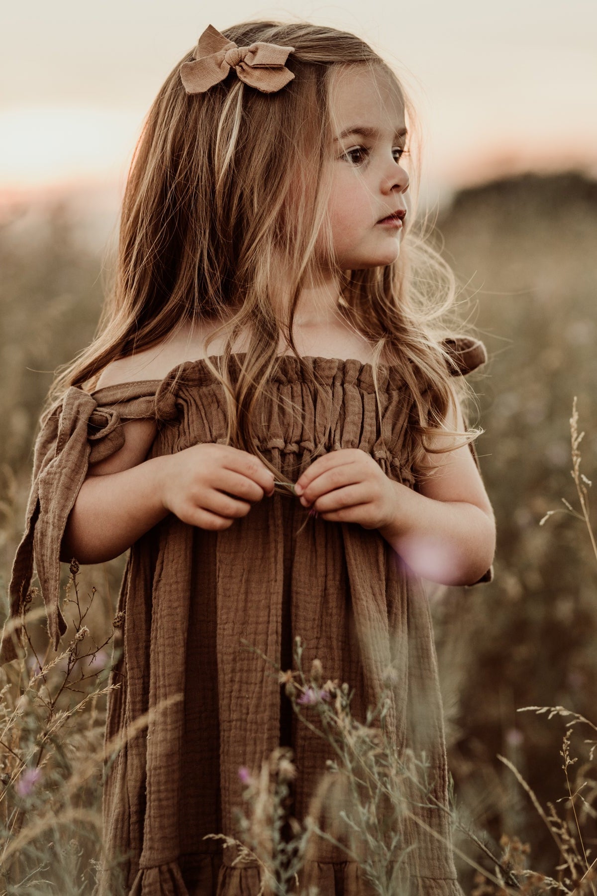 SS Girl's Dress Evie Tunic Dress (mocha muslin)