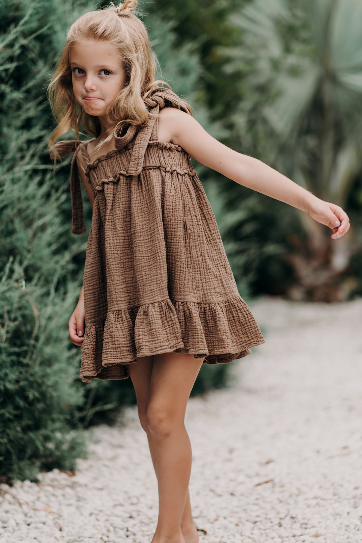 SS Girl's Dress Evie Tunic Dress (mocha muslin)