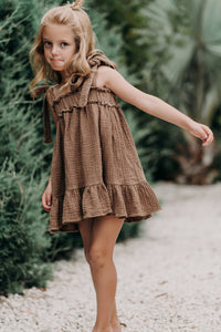 SS Girl's Dress Evie Tunic Dress (mocha muslin)