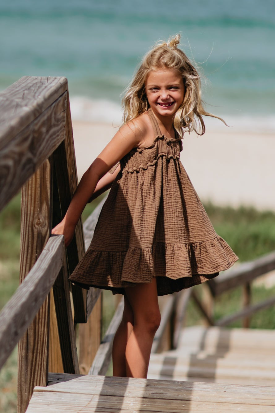 SS Girl's Dress Evie Tunic Dress (mocha muslin)