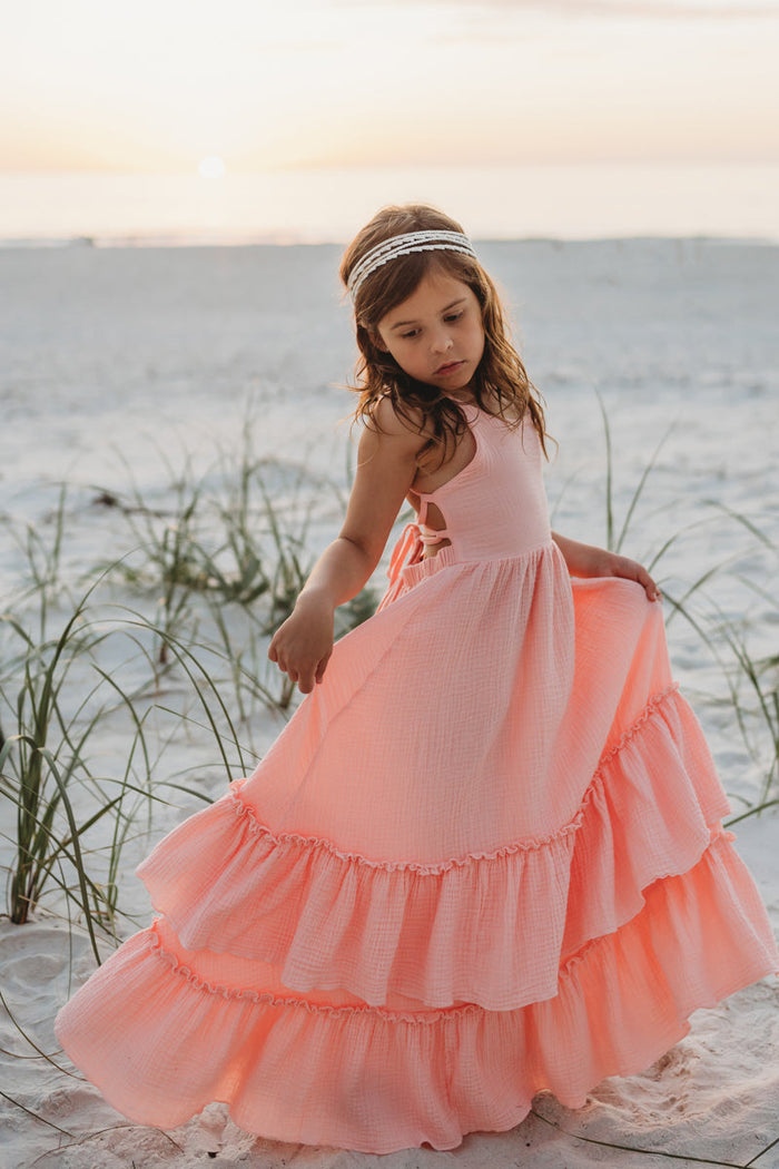 SS Girl's Dress Wendy Dress (vibrant coral muslin) FINAL SALE