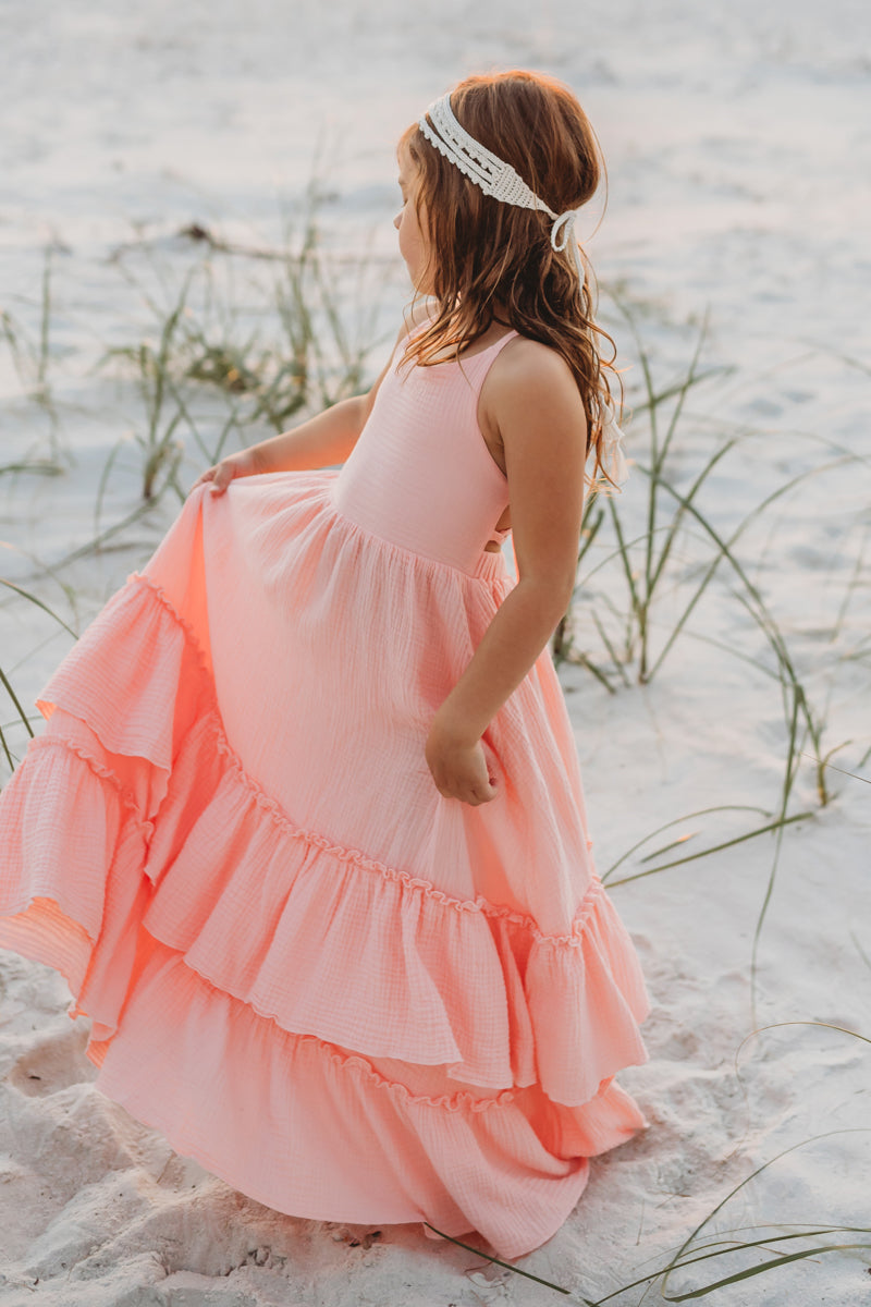 SS Girl's Dress Wendy Dress (vibrant coral muslin) FINAL SALE