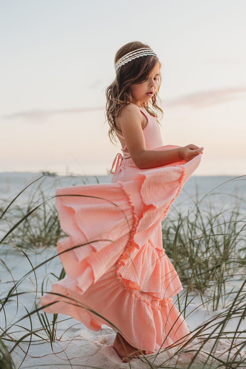 SS Girl's Dress Wendy Dress (vibrant coral muslin) FINAL SALE