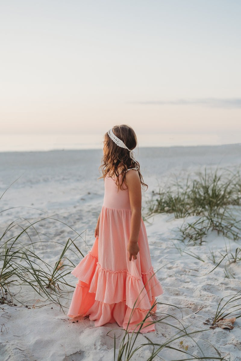 SS Girl's Dress Wendy Dress (vibrant coral muslin) FINAL SALE