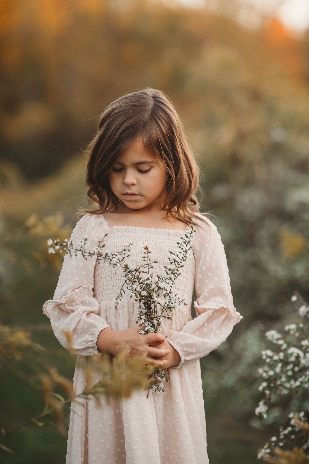 SS Girl's Dress Jolene Dress (natural swiss dot)
