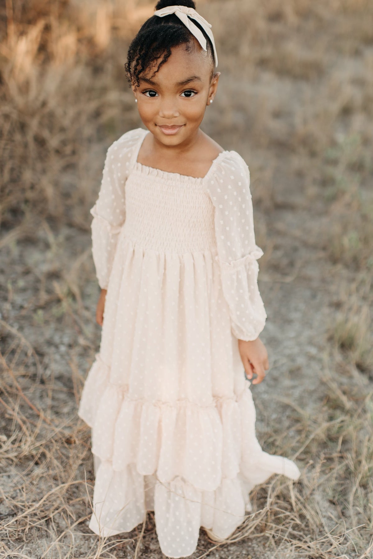 SS Girl's Dress Jolene Dress (natural swiss dot)
