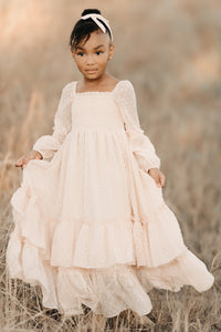 SS Girl's Dress Jolene Dress (natural swiss dot)