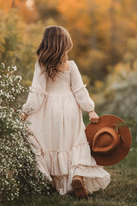 SS Girl's Dress Jolene Dress (natural swiss dot)