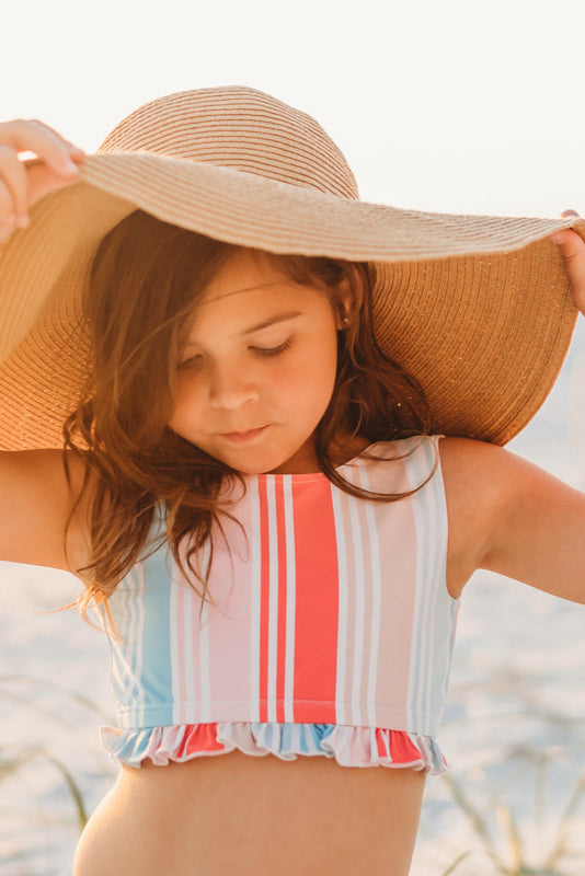 LB Girl's Swim Scoopback Set (rainbow stripe) FINAL SALE