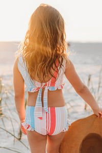 LB Girl's Swim Scoopback Set (rainbow stripe) FINAL SALE