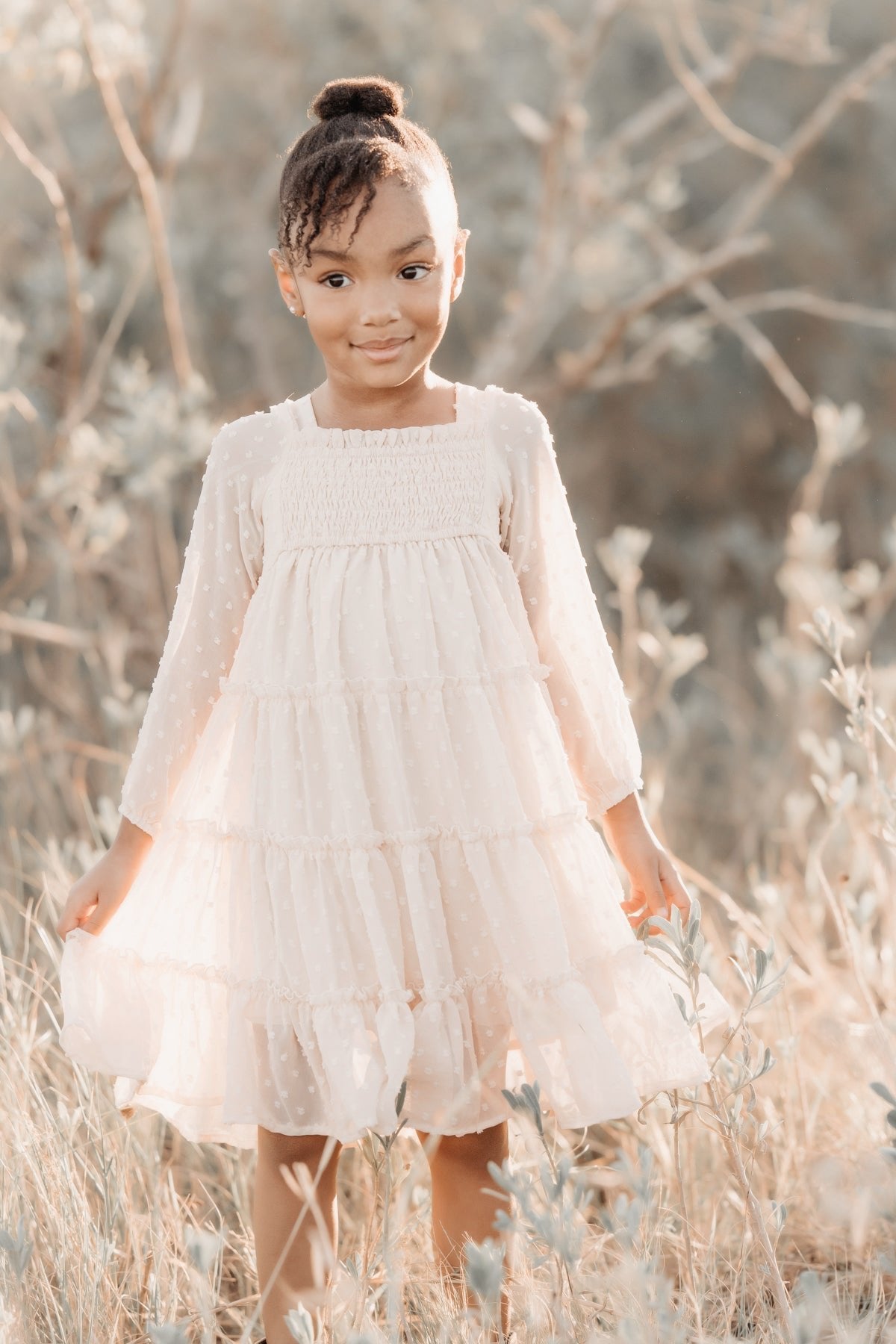 SS Girl's Dress Nora Dress (natural swiss dot)