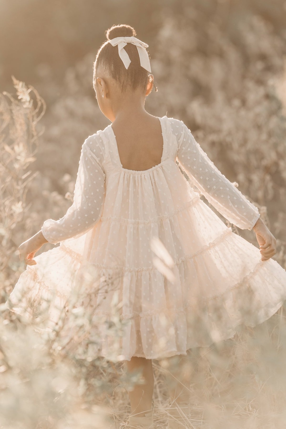 SS Girl's Dress Nora Dress (natural swiss dot)