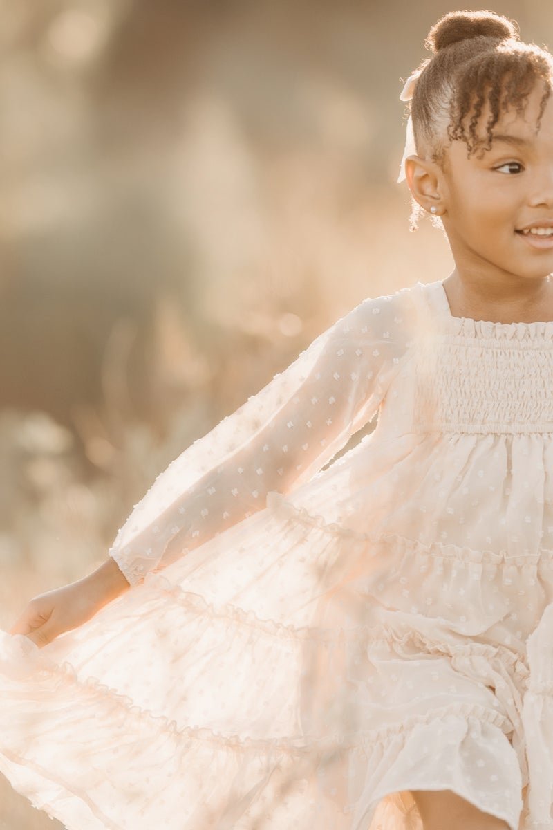 SS Girl's Dress Nora Dress (natural swiss dot)