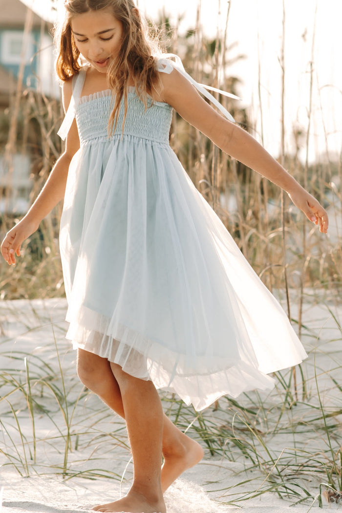 SS Girl's Dress Isa High-Low Dress (airy blue tulle)
